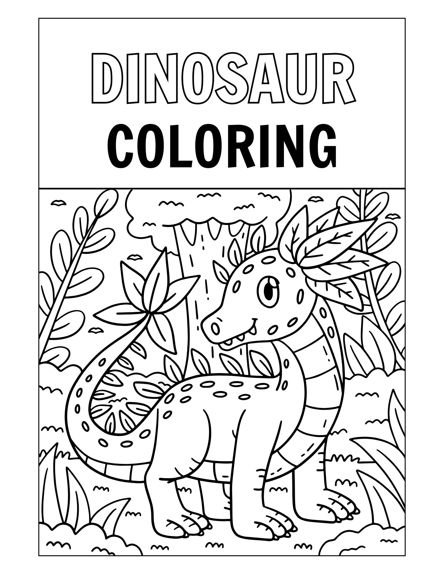 Dinosaurs Coloring Booklet Grayscale Illustrations